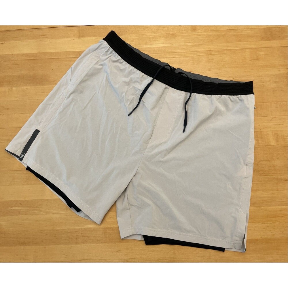 Rhone Lined Shorts Mako Tech Men's 2XL Grey Black Gym Running Workout‎